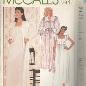 McCalls 9437 1980s Misses Victorian Nightgown and Robe Pattern LAURA ASHLEY Womens Vintage Sewing Pattern Size Xs 6 8 B 30 31 Or Sm Or Med