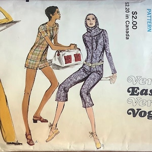 1970s Vogue 8052 Zip Front JUMPSUIT and Hood for Knits Pattern Romper Very Easy Space Age Womens Vintage Sewing Pattern Size 10 Or 8 Or 12 image 4