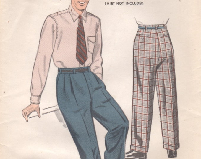 1950s Advance 7756 Mens Pleated Cuffed Pants Pattern Slacks Etsy