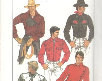 Simplicity 8473 WESTERN SHiRT Pattern Snap Bib Contrast Yoke Adult Mens Vintage 1980s Sewing Pattern Chest 46 OR 44 Or 36 or 38 or 42 Or 40