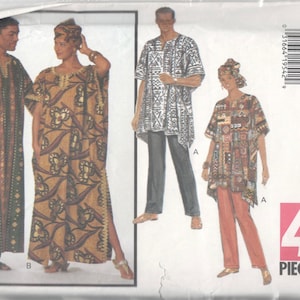 Butterick 3516 Caftan Top Broek Hoed Headwrap Patroon Afrocentric Heren Dames Unisex Zeer gemakkelijk Vintage Naaipatroon Maat L XL OF Xs S M