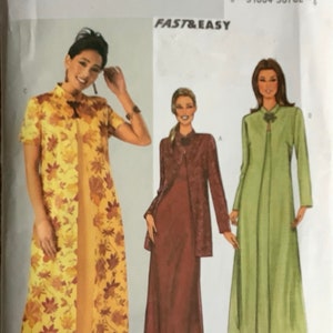 Butterick 3910 Elegant Mandarin Jacket Duster and Dress Pattern Fast & Easy Womens Sewing Pattern Size 8 10 12 Bust 31 32 34 UNCUT