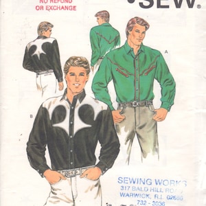 Western Shirt Pattern Kwik Sew 1604 Decorative Yoke Arrowhead 1980s Mens Vintage Sewing Pattern Chest 42 44 46 48 UNCUT