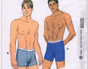 Kwik Sew 3298 Boxer Briefs Pattern  For Knits with Spandex Lycra Mans Underwear Sewing Pattern Size s m l xl xxl Waist 28 - 46 UNCUT