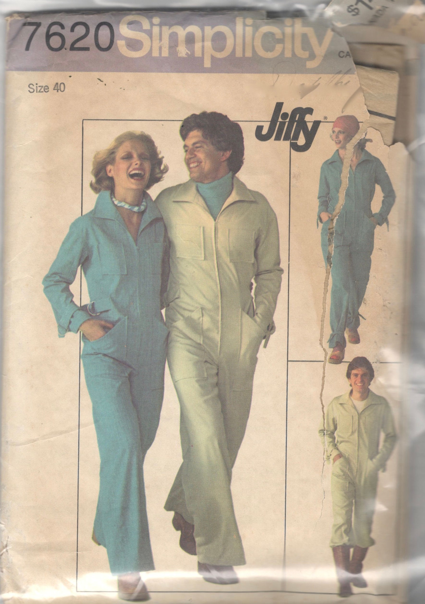 Simplicity 7620 Easy Zip Front Mens Jumpsuit Coveralls Uniform