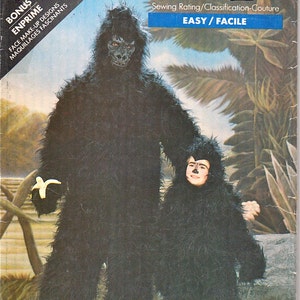 Butterick 5799 kindergorilla kostuumpatroon uniseks tiener kind jongens meisjes vintage jaren 80 naaipatroon maat SML XL borst 23-32 ONBESNEDEN