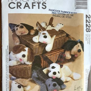 Mccalls 2228 Wheat Bag Puppies Basset Hound Pattern Floppy Ear Plush Dogs 21" Long use with Heated Bag Vintage Vintage Sewing Pattern UNCUT