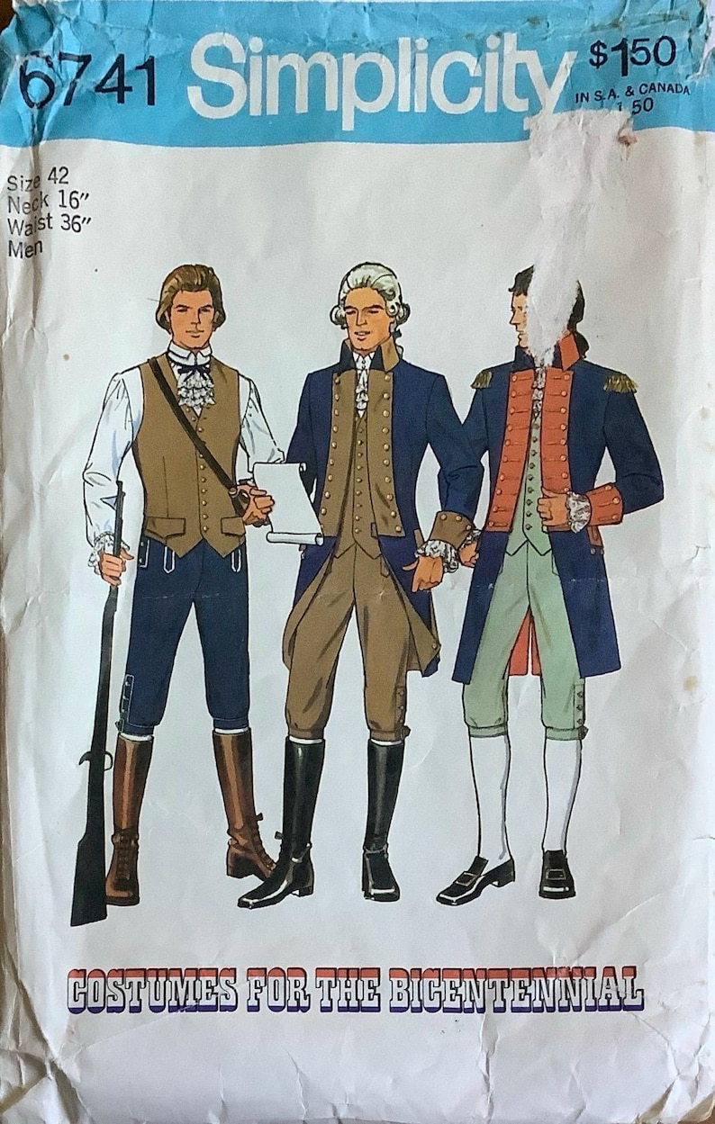 Simplicity 6741 1776 Military Costume Pattern Bicentennial Coat Shirt ...