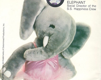 Butterick 4780 262 1980s Tasha ELEPHANT Pattern S S Happiness Crew Ballerina Stuffed Animal Pattern Vintage Toy Sewing Pattern 20 Inch
