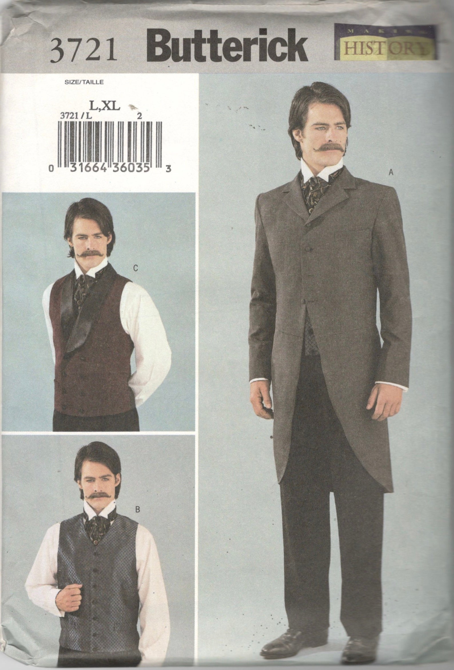 Butterick 3721 Mens Victorian Costume Pattern Jacket and Vest Etsy