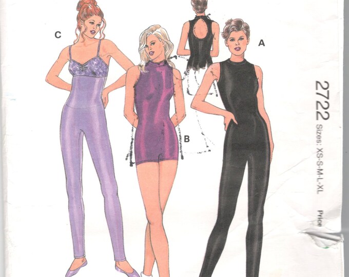 Kwik Sew 2722 Misses UNITARD Pattern Keyhole Back 2 Lengths Empire ...