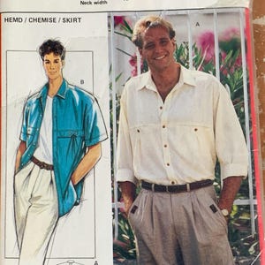 Burda 5691 Mens Teen Oversize Shirt Pattern Sleeve Options Adult Vintage Sewing Pattern Chest 38 39 40 41 42 UNCUT