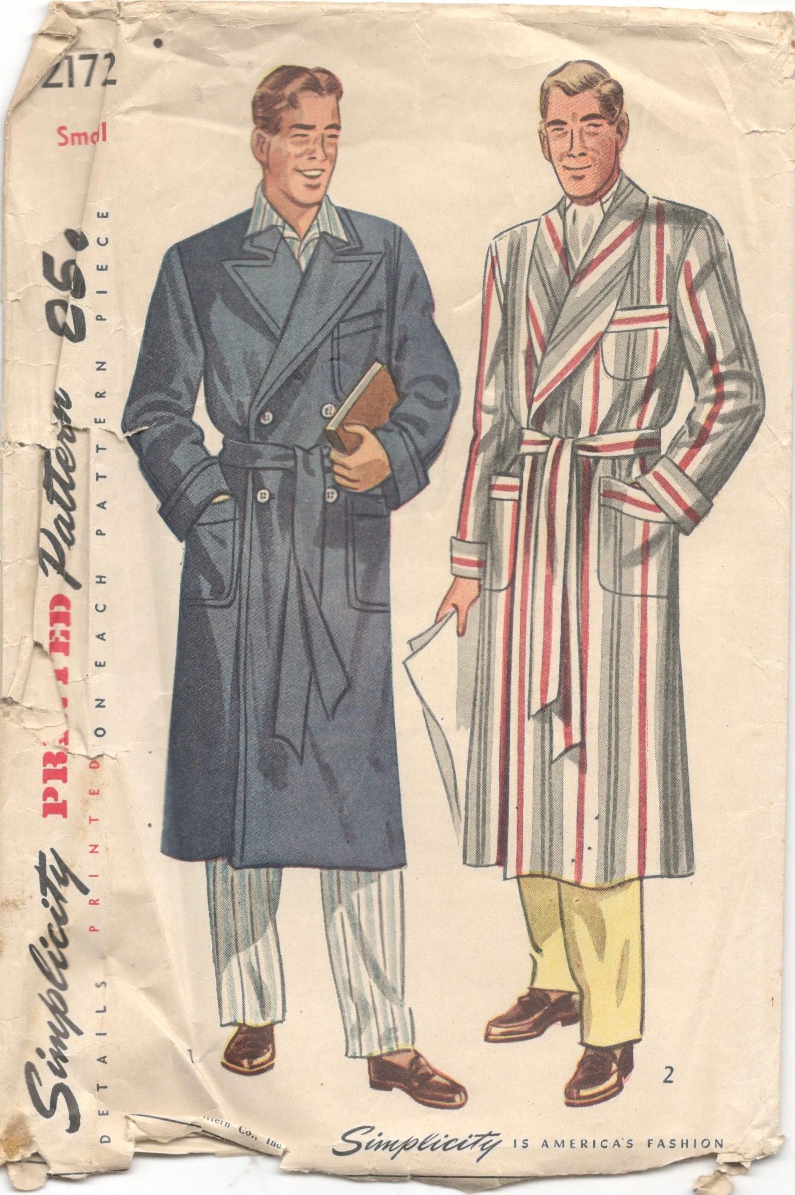 Simplicity 2172 1940s Mens Robe Pattern Lounging Robe Button - Etsy