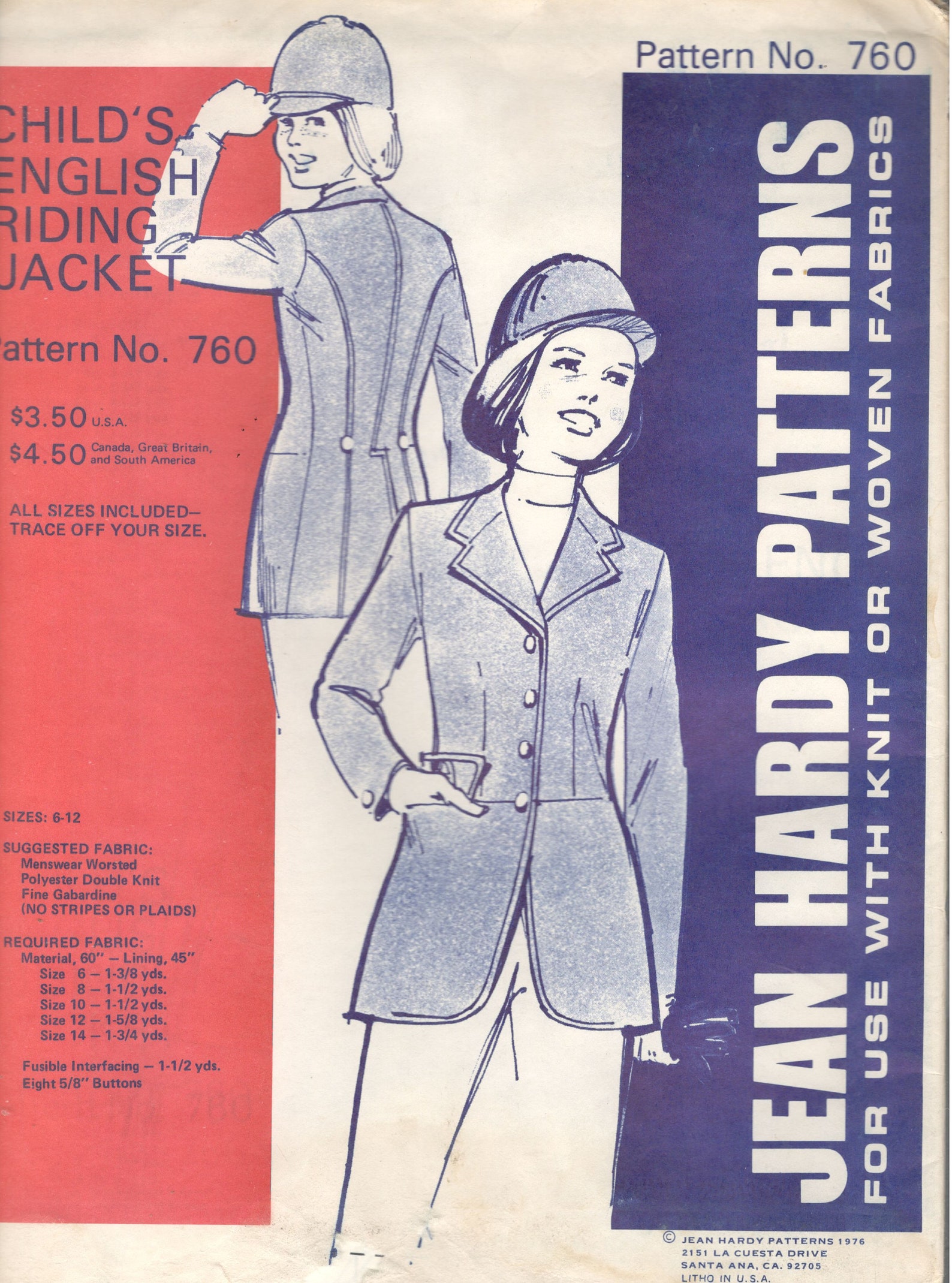1980s Jean Hardy 760 Childs English Riding Jacket Pattern Olympic Frock ...