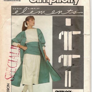 Simplicity 8726 1980s Elements Duster Coat Jacket Tubular Accessories Pattern Yoga  Womens Vintage Pattern Size  Fits Hips to 48 Inches