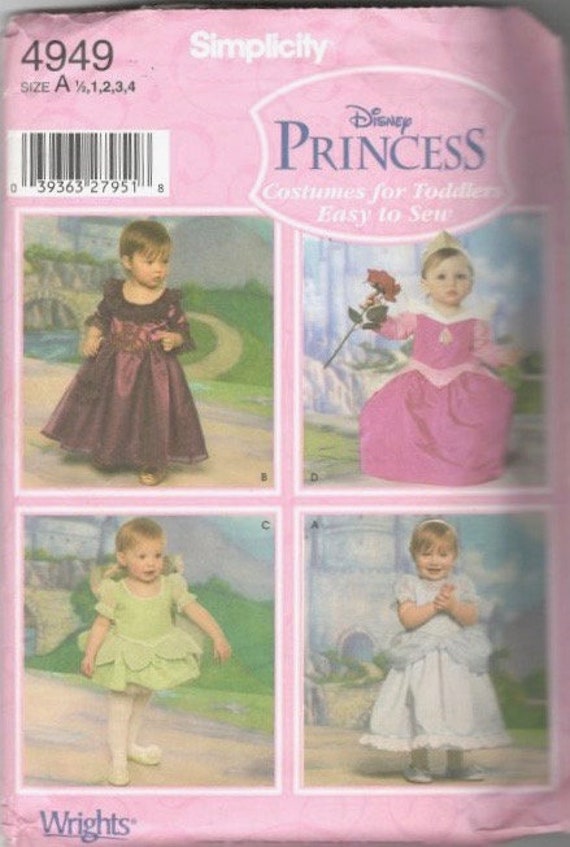 Simplicité 4949 bébés tout-petits Disney princesse Costumes motif filles  patron de couture robes culottes taille 1/2 poitrine 19-23 non coupé