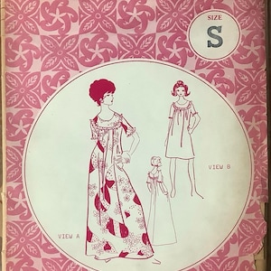 Patronen Pacifica 3020 1970 Misses Tutu Muu Muu-jurkpatroon Vintage dames naaipatroon maat kleine borst: 31-32