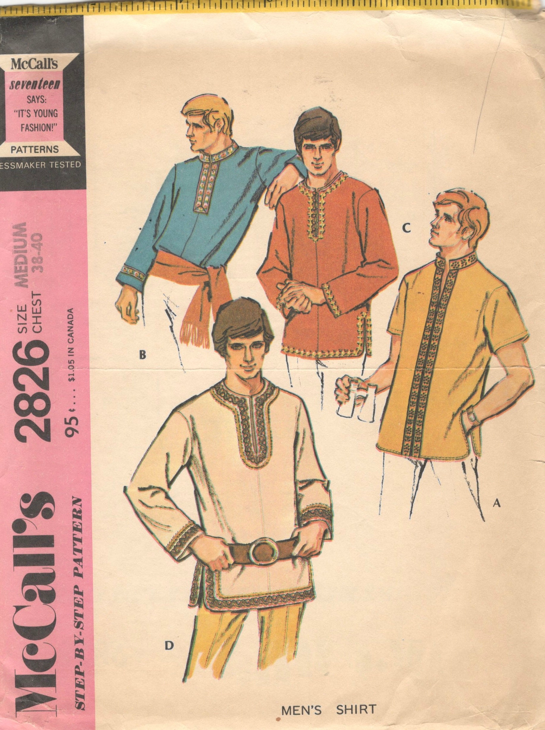 Mccalls 2826 1970s Mens DASHIKI Shirt Pattern Adult Vintage Mccalls 2826 1970s Mens DASHIKI Shirt Pattern Adult Vintage