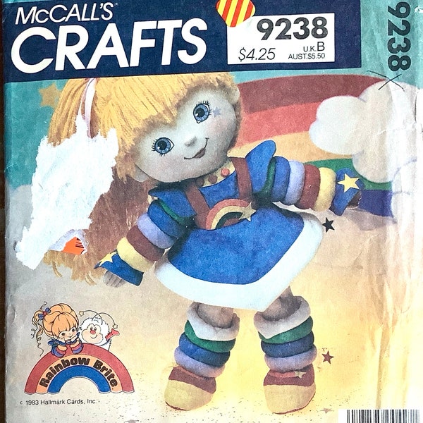 18 Inch Rainbow Bright Doll Pattern McCalls 9238 743 1980s Vintage Stuffed ToY Sewing Pattern UNCUT