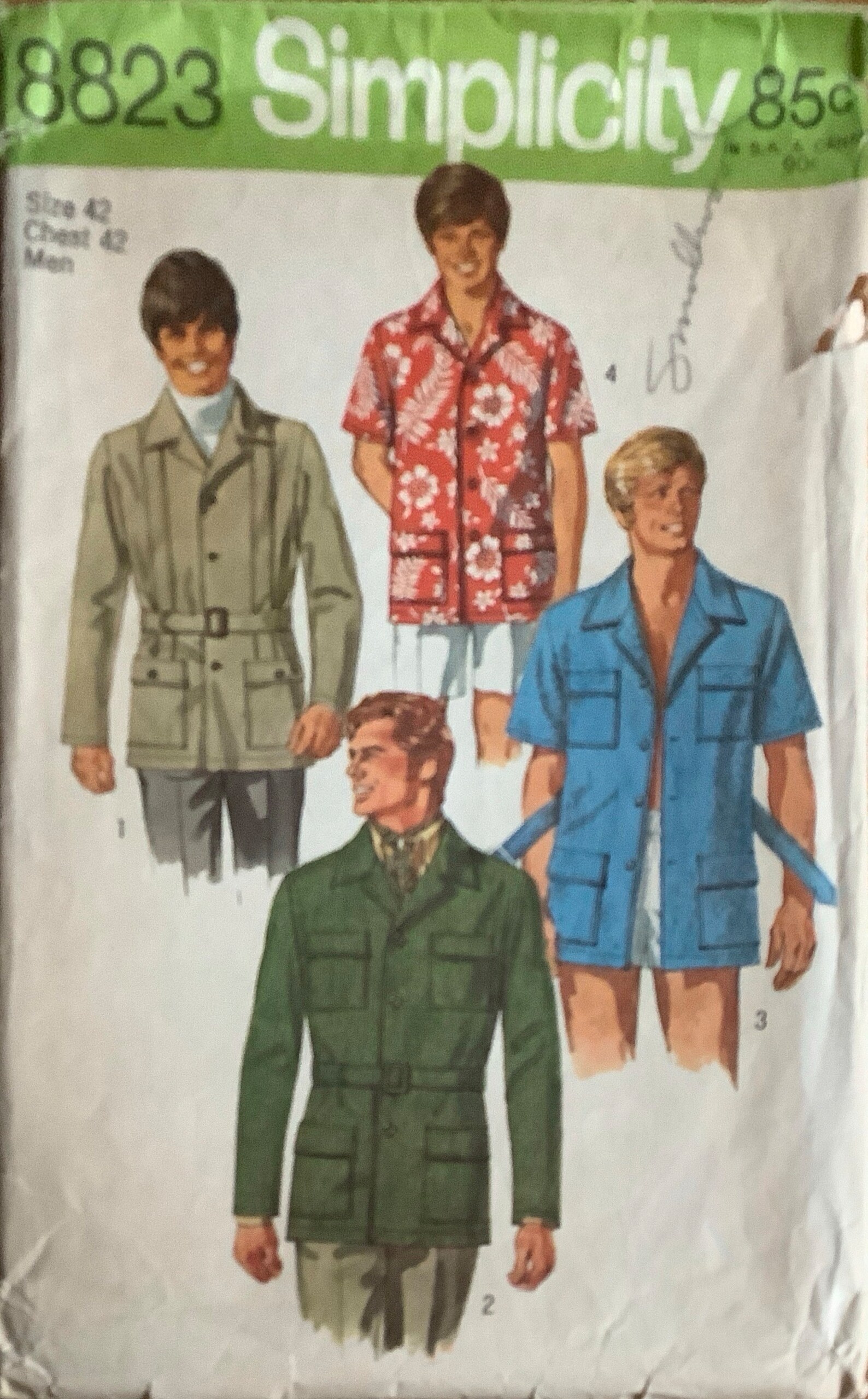 Simplicity 8823 Teen Boys Shirt Jacket Pattern Safari Style Hawaiian ...