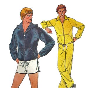 Simplicity 8360 1970s  Mens Jacket Pants and Shorts Pattern Hoodie Pattern Adult  Vintage Sewing Pattern Size Small Chest 34 36