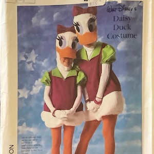 Simplicity 7734 1980s Childs Walt Disneys DAISY DUCK Costume Pattern Vintage Girls Boys Sewing Pattern Size 6 - 8 Breast Chest 25 27 UNCUT