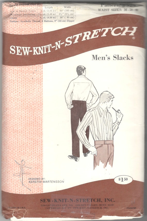 Kwik Sew 323 or 322 or Sew Knit N Stretch Mens Pants Pattern Double Knits  Adult Vintage Sewing Pattern Waist 36 38 40 or 30 32 34 UNCUT -  Canada