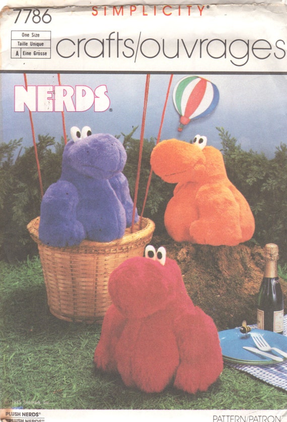Simplicity 7786 1980s PLUSH Toy NERD Nerds Purple Candy Etsy