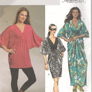 May include: A sewing pattern for three different dresses. The pattern is for sizes large, extra large, and extra extra large. The pattern is called Butterick Fast & Easy B5329.