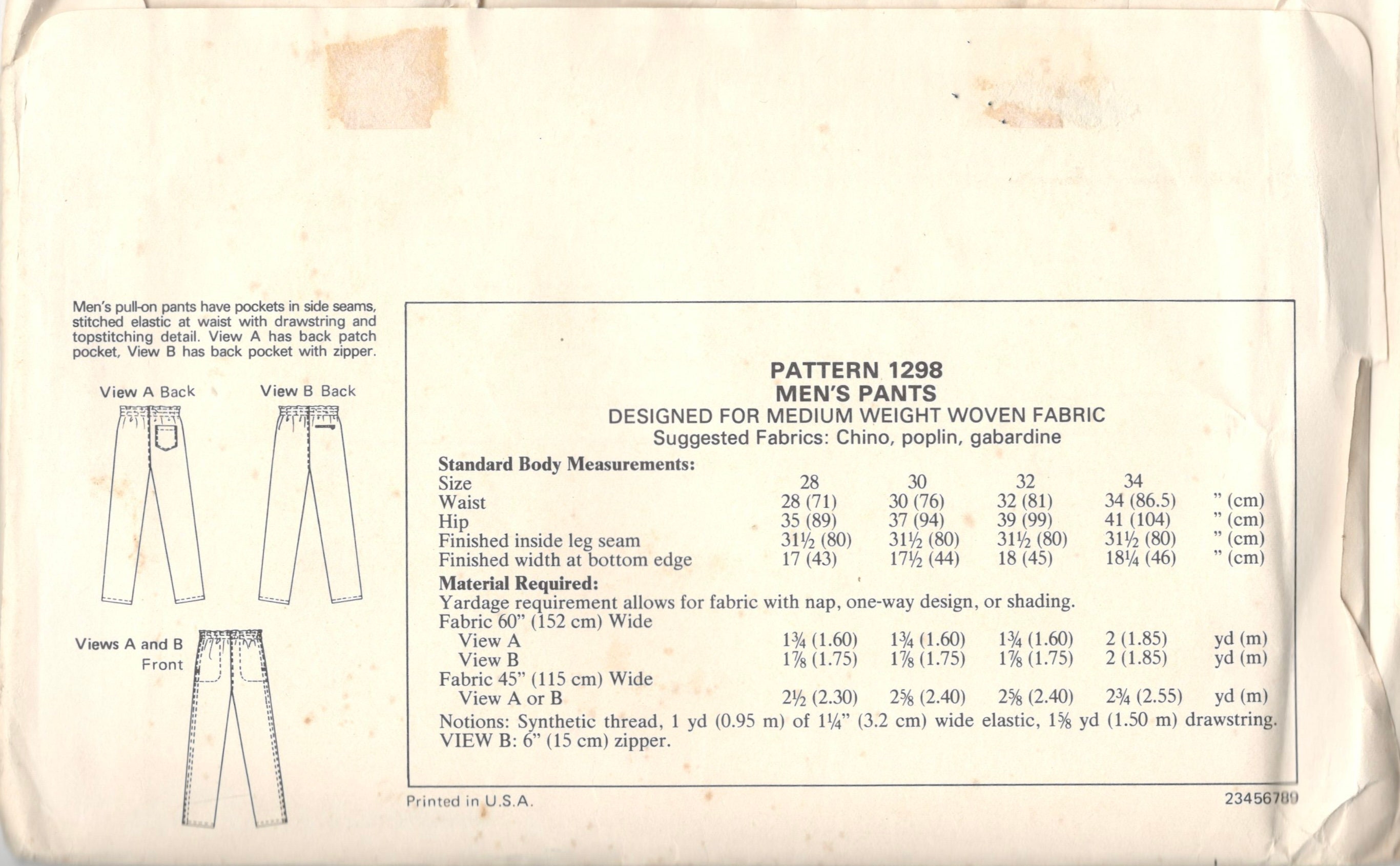 Kwik Sew 1298 1980s Mens Pull on Pants Pattern Adult Vintage Sewing ...