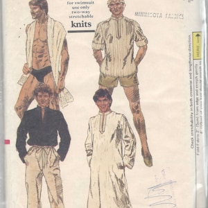 Vogue 7990 Mens Swimsuit Caftan Pants Beach Shirt Pattern Speedos Adult Vintage 1980s Sewing Pattern Chest 40 UNCUT