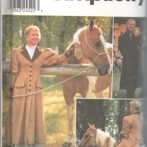 Simplicity 9453 Damen-Reitmantel-Schnittmuster, Beinausschnitt, Keulenärmel, Größe 14, 16, 18, 20 oder 6, 8, 10, 12, ungeschnitten