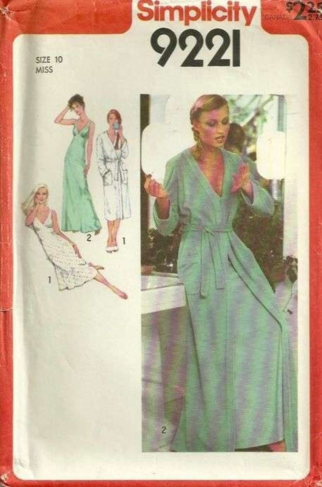 Simplicity Robe Pattern 0621 1970s Simplicity 9221 Misses Nightgown Robe Pattern Womens Vintage ...