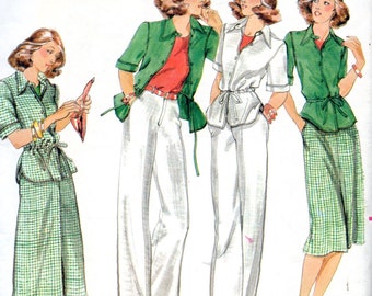 Butterick 5334 1980s Designer Shirt Jacket Skirt and Pants Pattern Jones New York Womens Vintage  Sewing Pattern Size 8 Bust 31 UNCUT