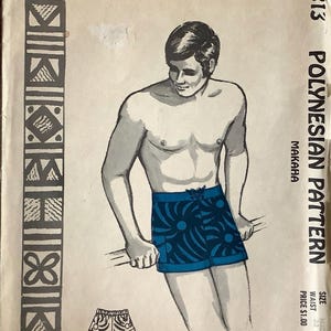Polynesisches Schnittmuster 213 1960s Herren Badehose Schnittmuster Schnittmuster Makaha Schnittmuster für Männer Vintage Schnittmuster Nähanleitung Taille 32 34 UNCUT