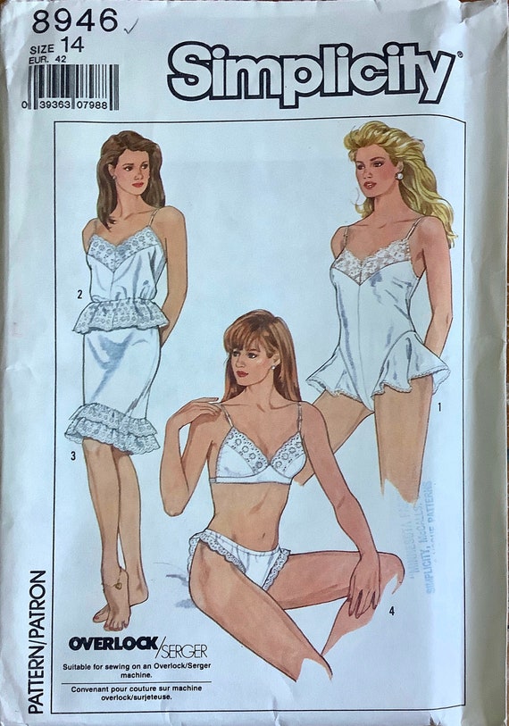 Vintage Lingerie Sewing // Teen Triangle Bralette and Panties // Kwik Sew  1286 // Sewing Lingerie PDF Sewing // Lace Lingerie Sewing / 1983 -   Canada