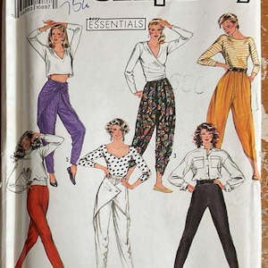 Simplicity 7069 Slim Pants Draped Zouave Pants Pattern Stirrup Front Wrap for Knits Womens Vintage Sewing Pattern Size PT S M L XL UNCUT