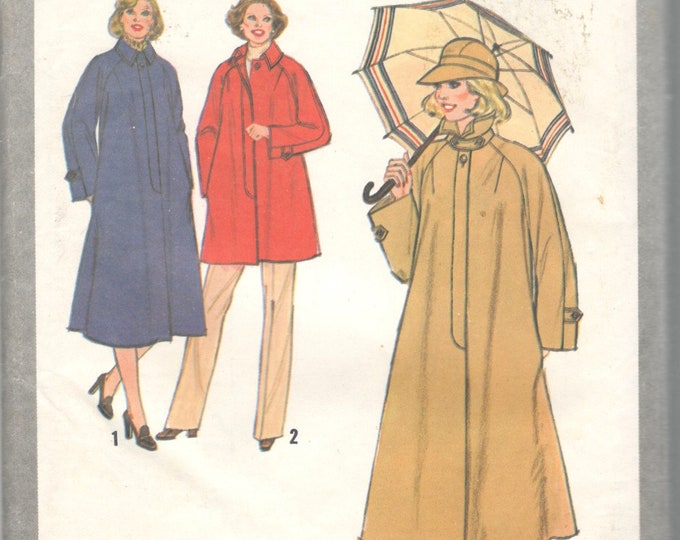 1970s Simplicity 8867 Lined Swing Coat Jacket Pattern Womens Half Size ...