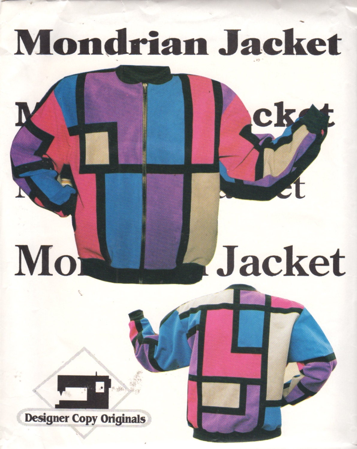 Designer Copy Originals 1980s MONDRIAN Zip Front JACKET Pattern