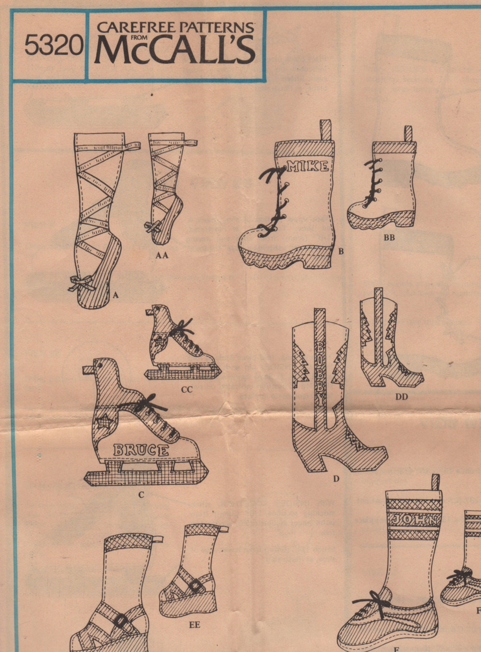 mccalls 5320 christmas stockings pattern ballet slipper skater runner mukluk cowboy boot fireman vintage funky shoe sewing patte mccalls 5320 christmas stockings pattern ballet slipper skater runner mukluk cowboy boot fireman vintage funky shoe sewing patte