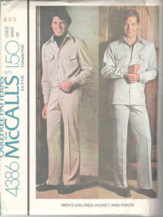Mccalls 4386 1970s Mens Casual Pants and Jacket Pattern Two | Etsy