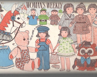 1970s Womens Weekly T1 Dressing Up Doll Miniature Dolly Owl Unicorn Horse Hobby Horse Robin Hood Teddy Bear Vintage Toy Sewing Pattern UNCUT
