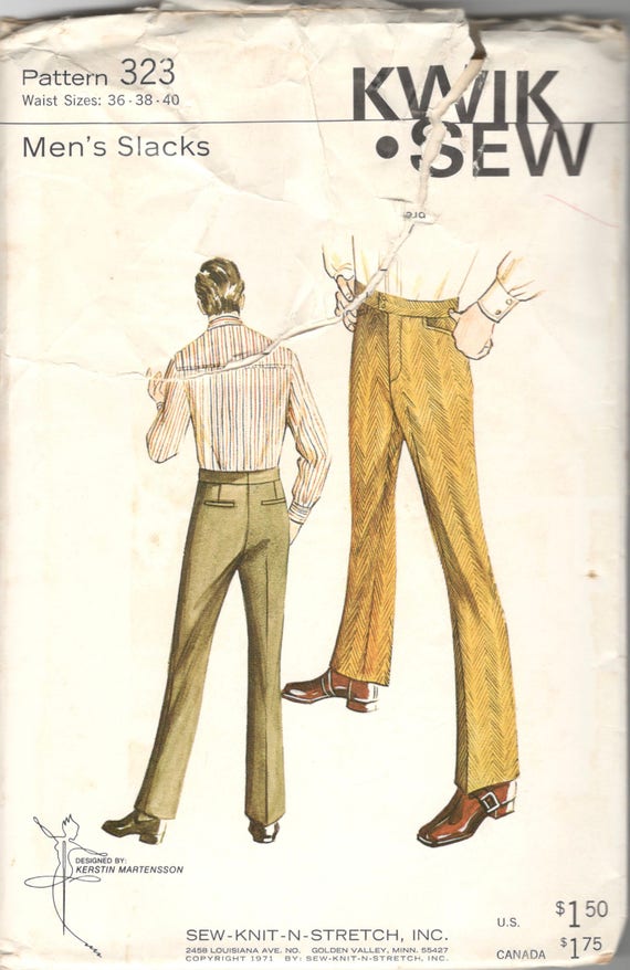 Kwik Sew 323 or 322 or Sew Knit N Stretch Mens Pants Pattern