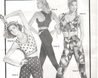 Stretch & Sew 307 F827 Misses Racer Back Sports Bra Tops and Pants Pattern  Womens Sewing Pattern Bust 30 - 46 Hip 32 - 48 UNCUT