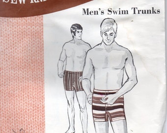 Sew Knit N Stretch 165 Mens  Swim Trunks Pattern Adult Teen Vintage Sewing Pattern Waist 30 32 34 UNCUT