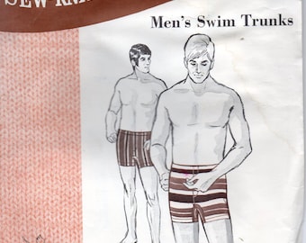 Sew Knit N Stretch 165 Mens Swim Trunks Pattern Adult Teen Vintage Sewing Pattern Waist 30 32 34 UNCUT