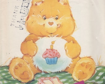 Butterick 6229 302 1980s BIRTHDAY BEAR Care Bear Pattern Vintage Stuffed Toy Animal Sewing Pattern 17 Inches