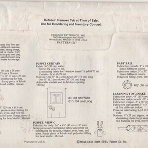 Puppet Show Pattern Kwik Sew 1217 PUPPET Show Pattern Fabric Ball and Learning Hand Puppet ...