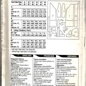 Burda 3639 Misses Double Breasted Trench COAT Pattern 3 Lengths ...