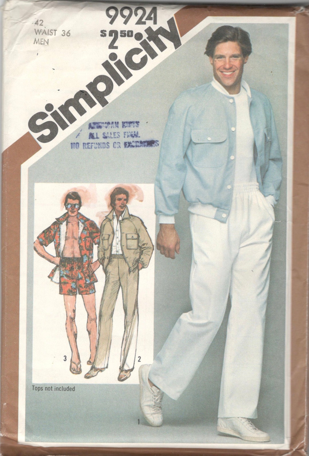 Simplicity 9924 1980s Mens Jacket Pants and Shorts Pattern - Etsy